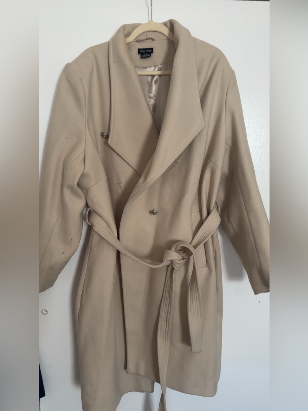 City Chic Neutral Beige Wrap Trench Coat
